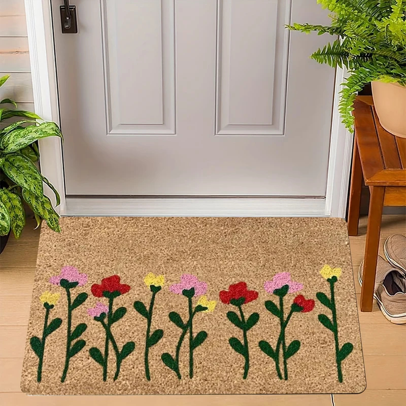 Maranta Prayer Plant - VIKAMA Willkommens-Fußmatte mit frischen Blumen, rutschfest
