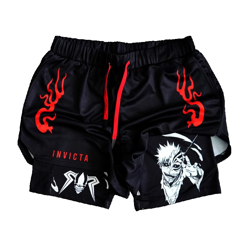 Aglaonema Red - Anime BLEACH Hollow Ichigo 2-in-1-Kompressionsshorts, Sommer-Sportshorts