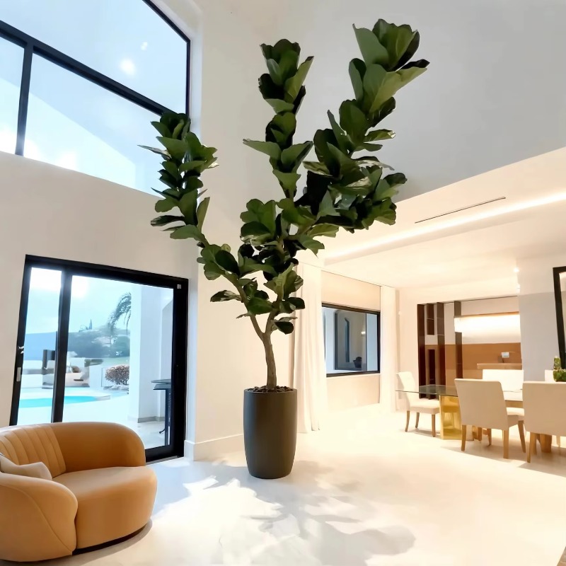 Ficus Lyrata Tree - Künstliche Pflanzen, Innentopfpflanze, künstlicher Baum, Geigenblatt,